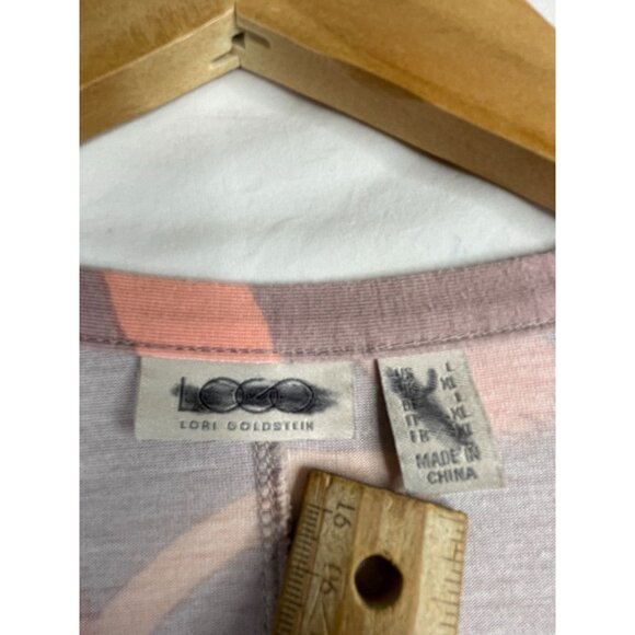 LOGO by Lori‎ Goldstein Printed Button Front Cardigan A290230 Large Peach - Picture 2 of 6